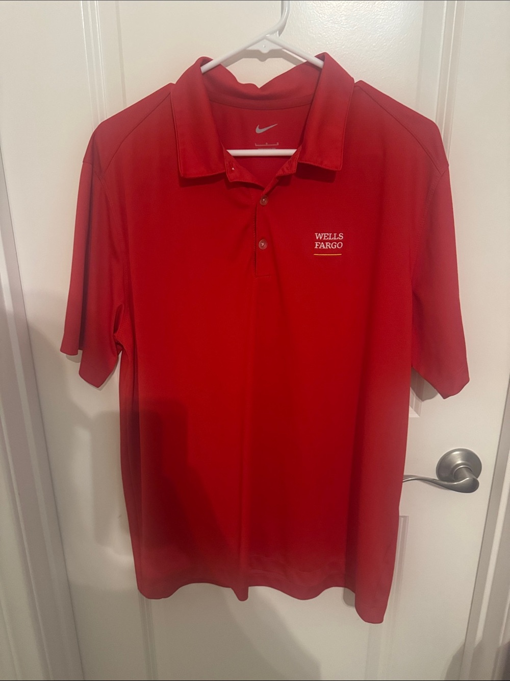 Nike Dry Fit Men’s Red Polo with Wells Fargo Embroidery